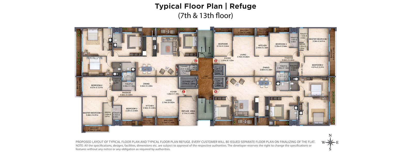 Typical Floor Plan - Tower of Adyar - Nahar Group